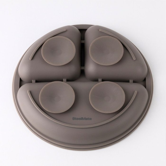 Baby suction plate with 3 compartments - silicone - Taupe