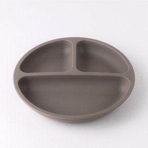 Baby suction plate with 3 compartments - silicone - Taupe