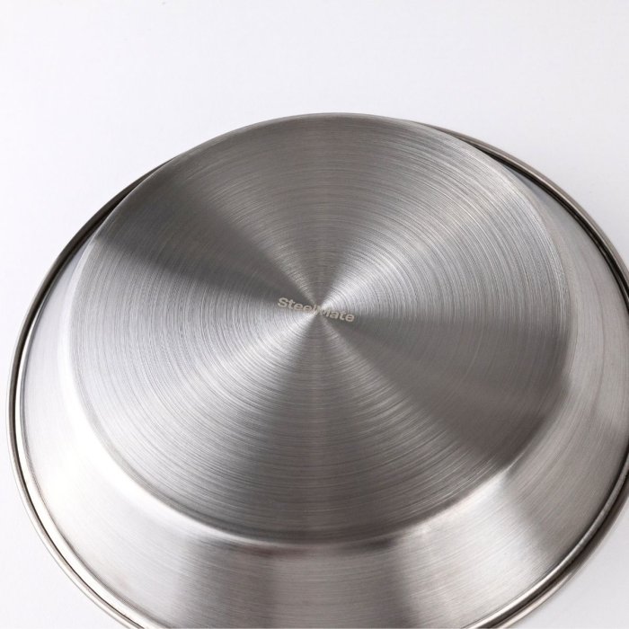 Deep stainless steel dinner plate - Set of 4