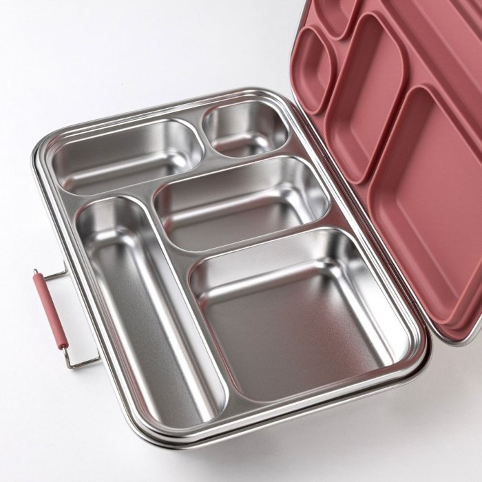 Stainless steel bento lunch box - 5 compartments - Rose