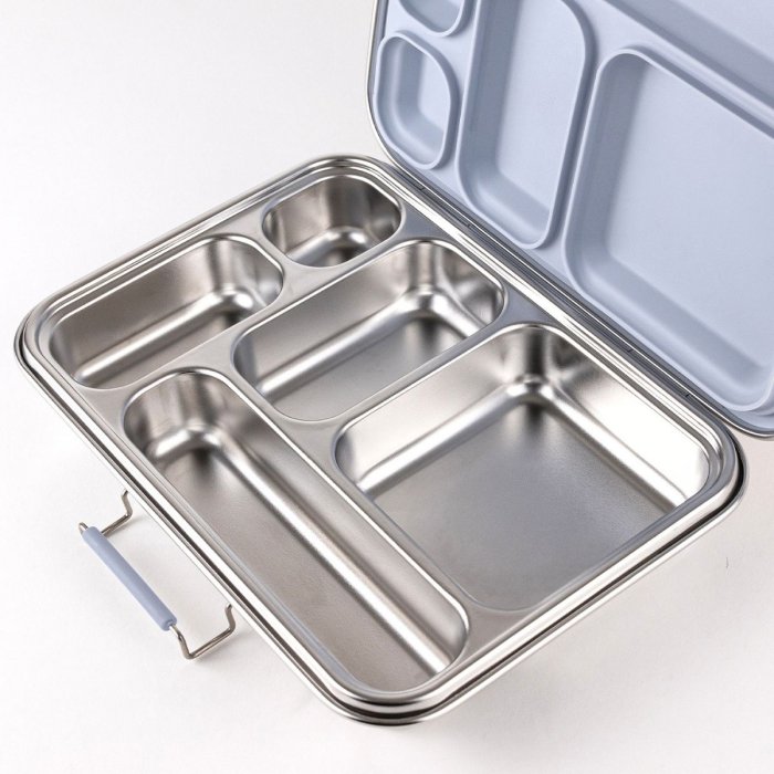Stainless steel bento lunch box - 5 compartments - Sky