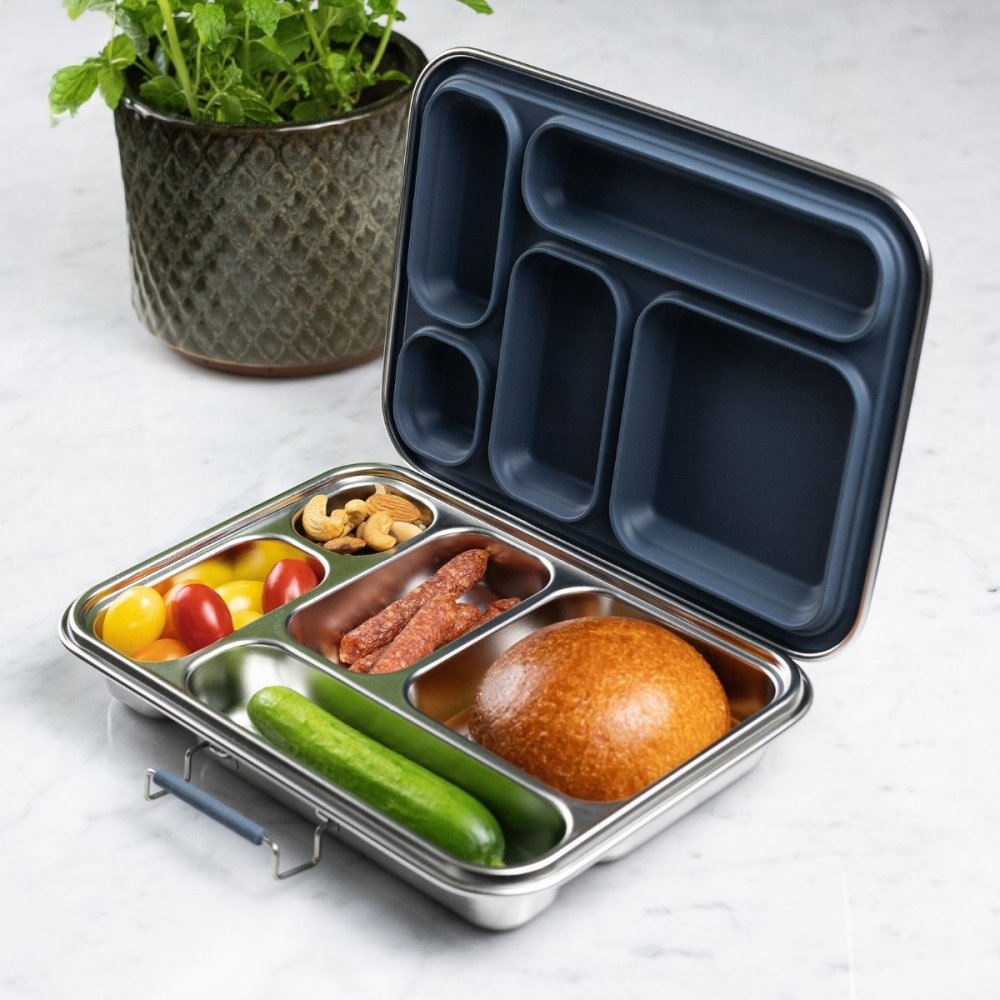 Stainless steel bento lunch box - 5 compartments - Teal