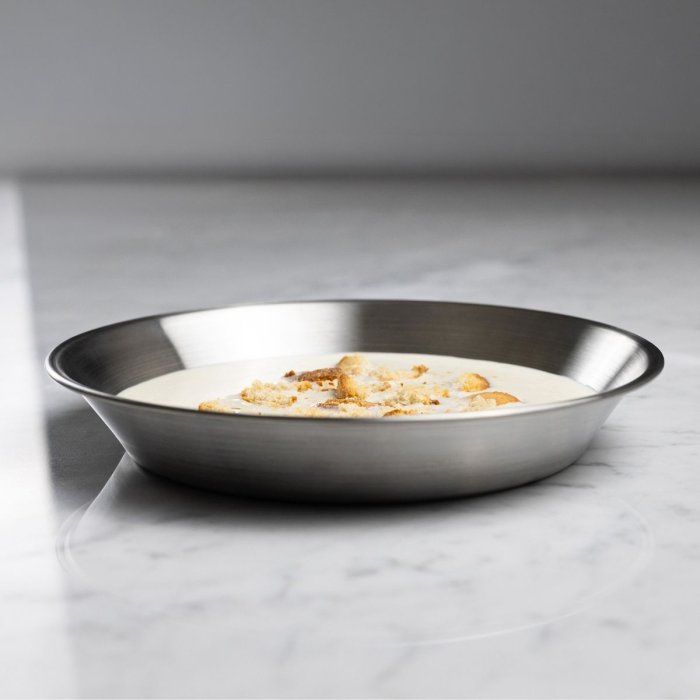 Deep stainless steel dinner plate - Set of 4