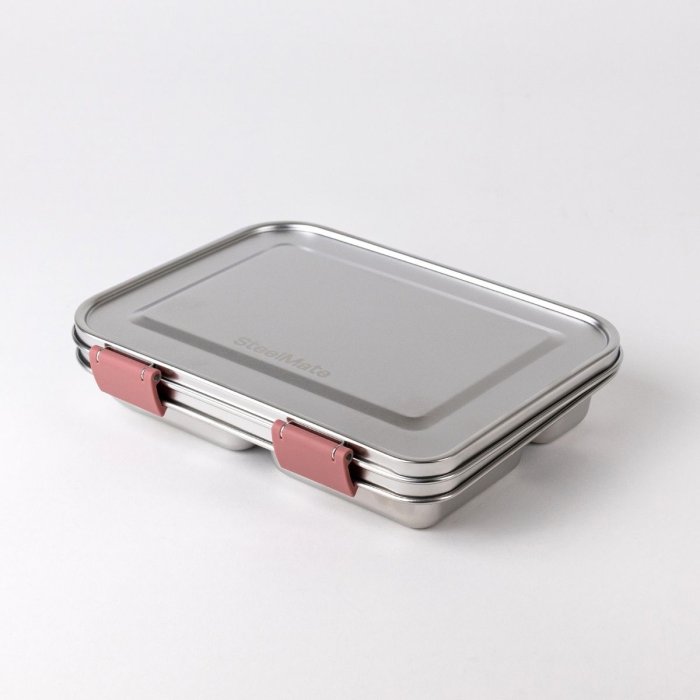 Kids stainless steel lunch box with 3 compartments - Rose
