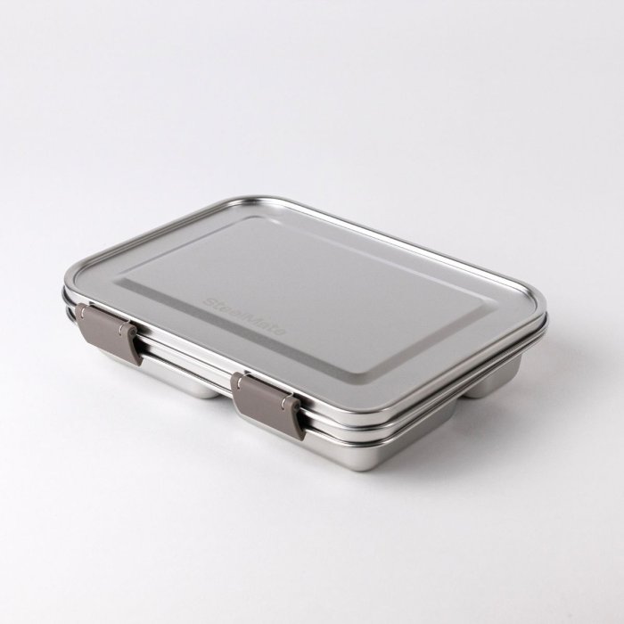 Kids stainless steel lunch box with 3 compartments - Taupe