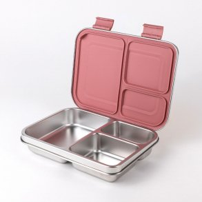 Kids stainless steel lunch box with 3 compartments - Rose