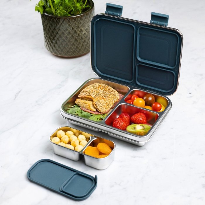 Kids stainless steel lunch box with 3 compartments - Teal