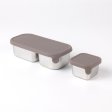 Stainless steel snack pots with lids - Set of 2 - Taupe
