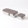 Stainless steel snack pots with lids - Set of 2 - Taupe