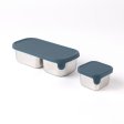 Stainless steel snack pots with lids - Set of 2 - Teal