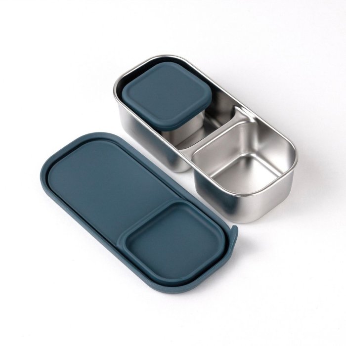 Stainless steel snack pots with lids - Set of 2 - Teal
