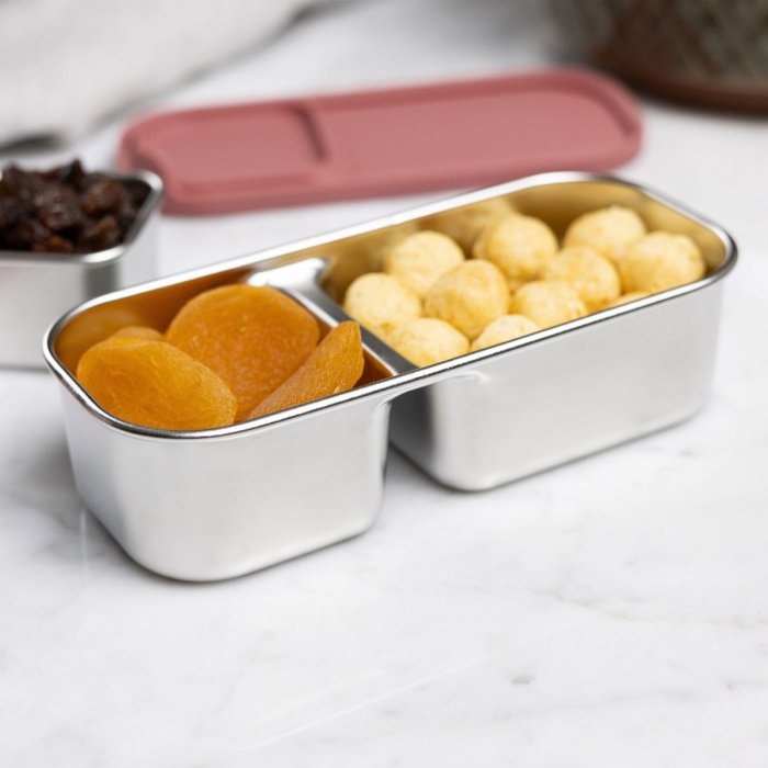 Stainless steel snack pots with lids - Set of 2 - Rose