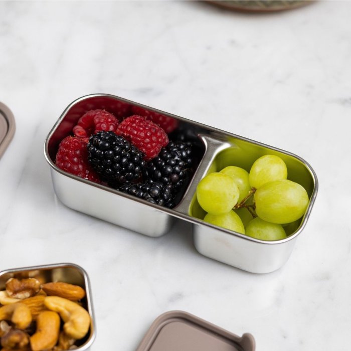 Stainless steel snack pots with lids - Set of 2 - Taupe