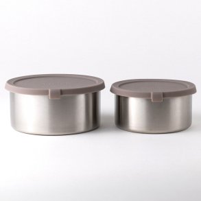 Stainless steel food containers, Large - Set of 2 - Taupe