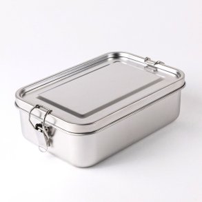 Large stainless steel lunch box with divider - 1400 ml